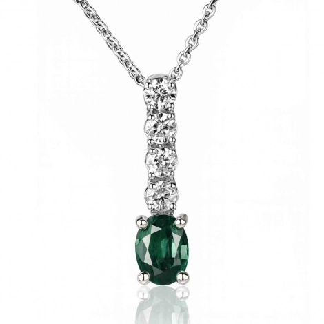 Collier meraude ovale serti de diamants