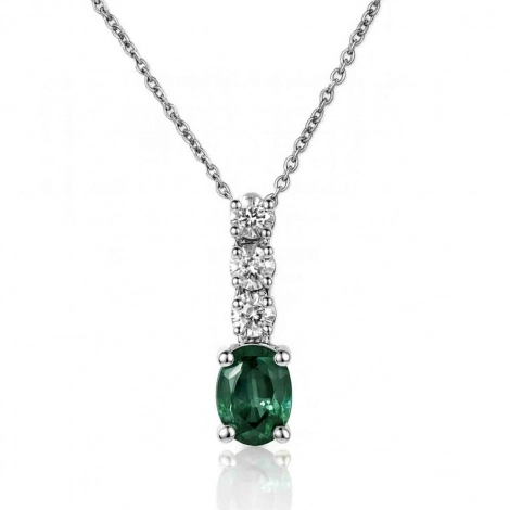 Collier meraude ovale serti de diamants