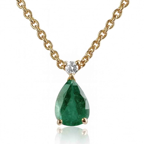 Collier Emeraude serti d'un diamant