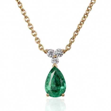 Collier meraude serti de 3 diamants
