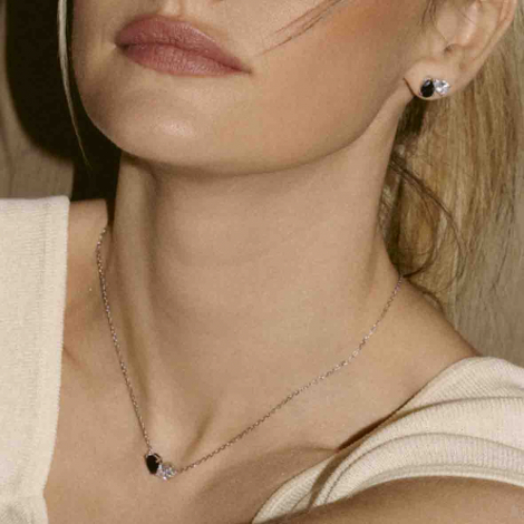 Collier en Argent pendentif poire pierre bleu et oxydes - Naiomy