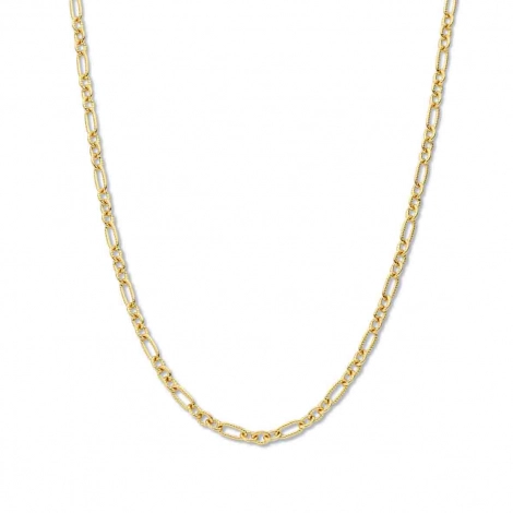 Collier en argent plaqu or jaune avec maillons nervurs - Naiomy