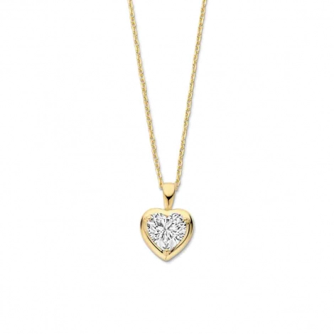 Collier en argent plaqu or jaune motif coeur oxyde - Naiomy