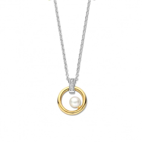 Collier en argent plaqu or jaune pendentif perle - Naiomy
