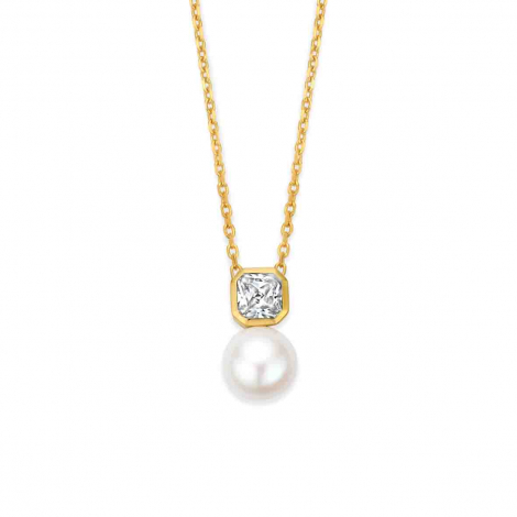 Collier en argent plaqué or - perle d'eau douce - Oxydes - Naiomy  à combiner