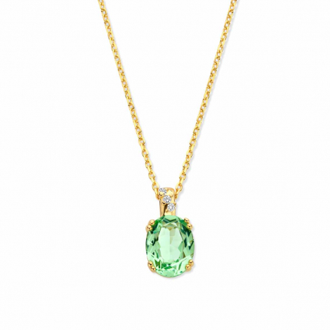 Collier Chaîne En Plaqué Or 18K Avec Pendentif Larme En Zirconium Vert - Tata Gisèle - Neuf Avec Écrin