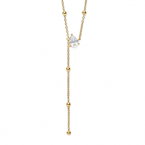Collier en T en argent plaqu� or - Oxydes - Naiomy  � combiner