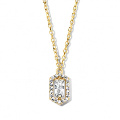 Collier et pendentif plaqu-or serti de Zirconium blanc - Naiomy