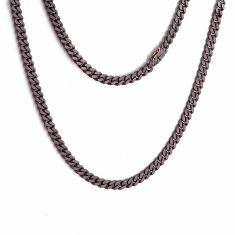 Collier maille gourmette en titane et or - Mano J