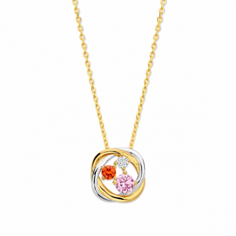 Collier argent plaqu or - pierres multicolores - Naiomy