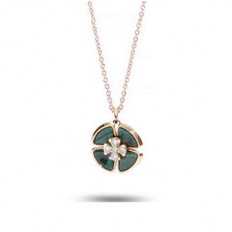 Collier Ptales Diamants et malachite