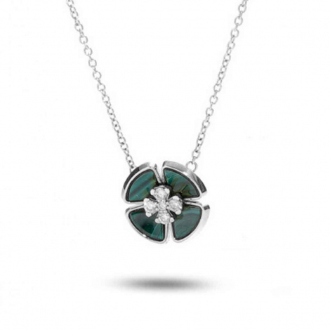 Collier Ptales Diamants et Malachite