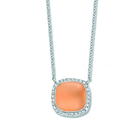 Collier Pierre de Lune Orange diamant 0.18 ct One More Amiata 053380HA

