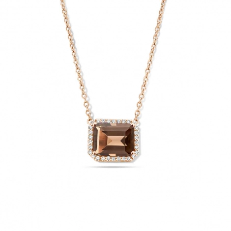 Collier Quartz Fum et diamants One More