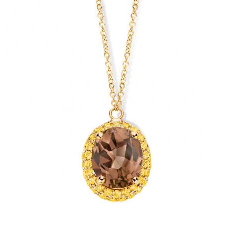 Collier quartz fum et saphir jaune - One More