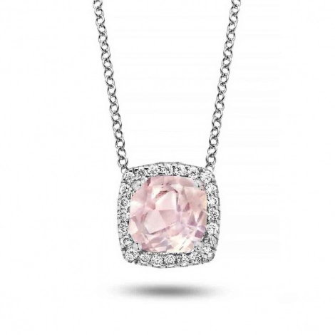 Collier Quartz Rose et diamants One More