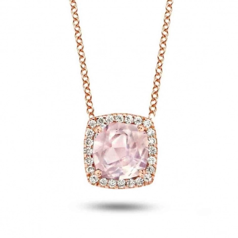 Collier quartz rose et diamants One More