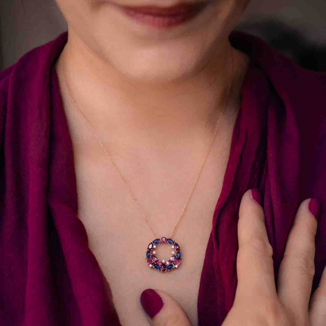 Collier Rhodolite - Topaze