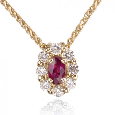Collier rubis 0.23 ct serti de diamants 0.32 ct