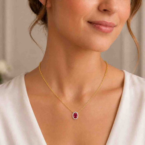 Collier Rubis et diamants de laboratoire