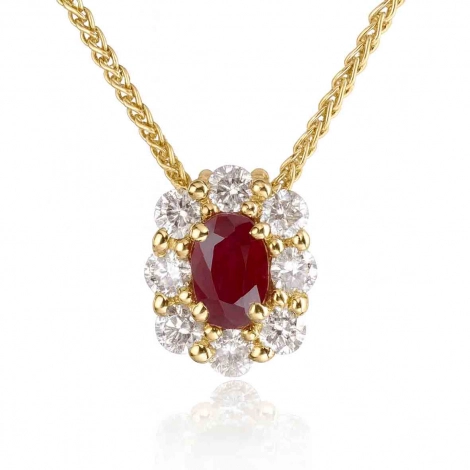 Collier Rubis ovale entour de diamants