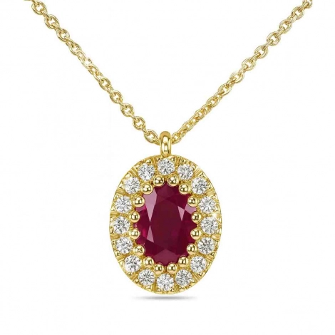 Collier Rubis ovale entour de diamants