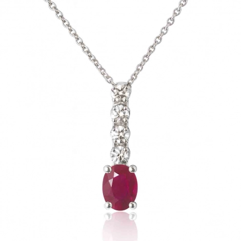 Collier rubis ovale serti de diamants