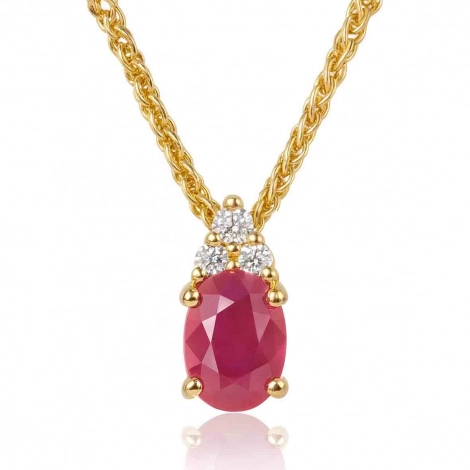 Collier rubis ovale serti de diamants