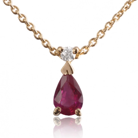 Collier Rubis poire 0.30 et diamants