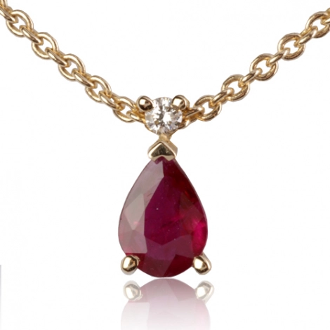 Collier Rubis poire 0.52 serti de diamant