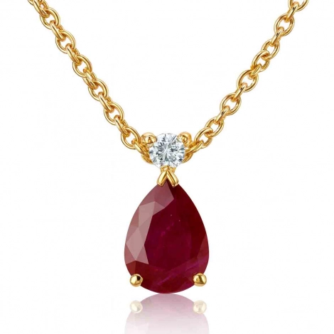 Collier Rubis poire serti d'un diamant