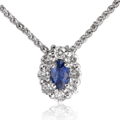 Collier Saphir 0.23 ct serti de diamants 0.32 ct