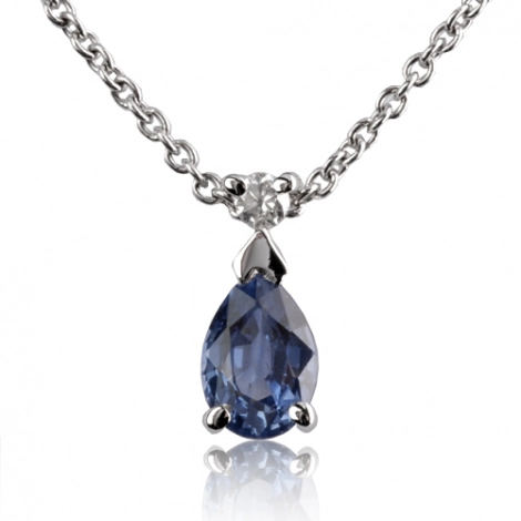 Collier saphir 0.30 ct serti d'un diamant