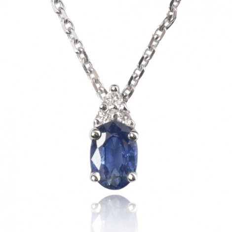 Collier saphir 0.60 ct serti de diamants 0.06 ct