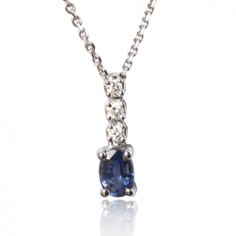 Collier saphir 0.60 ct serti de diamants 0.09 ct 