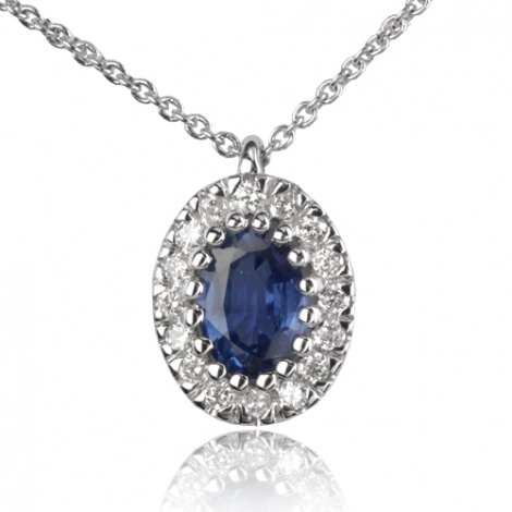 Collier Saphir 1.30 ct serti de diamants 0.16 ct