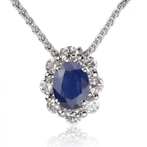 Collier Saphir 1.30 ct serti de diamants 0.60 ct