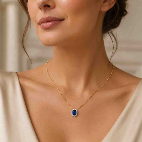 Collier Saphir et Diamants de laboratoire