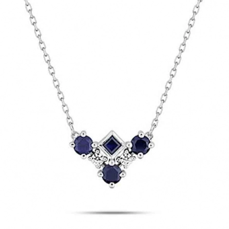 Collier Saphir et zirconium