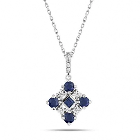Collier Saphir et zirconium