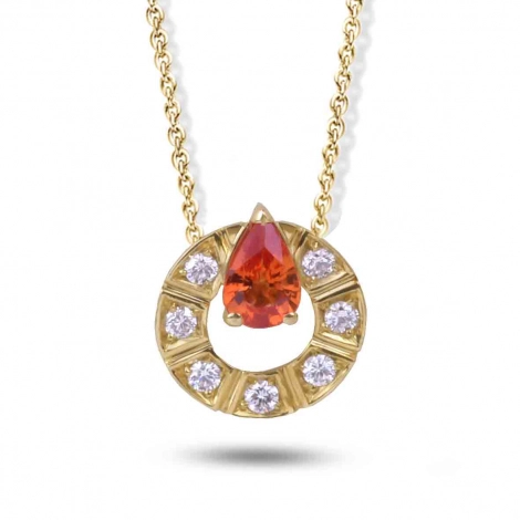 Collier Saphir Orange et Diamants