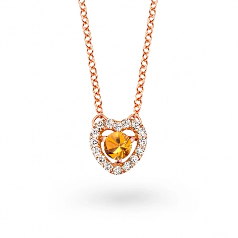Collier Saphir Orange et diamants blancs One More