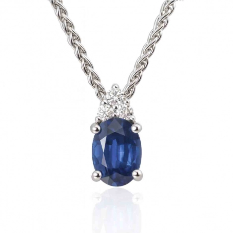 Collier saphir ovale et Diamants