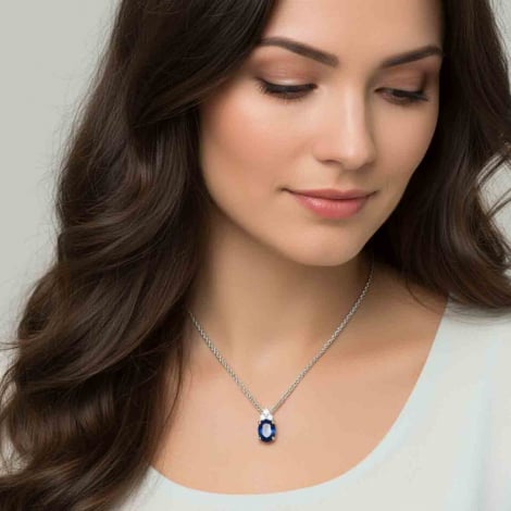 Collier saphir ovale et Diamants