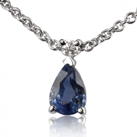 Collier saphir poire 0.55 ct serti d'un diamant