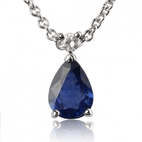 Collier saphir poire 0.90 ct serti d'un diamant  combiner