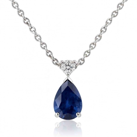 Collier saphir poire et diamant
