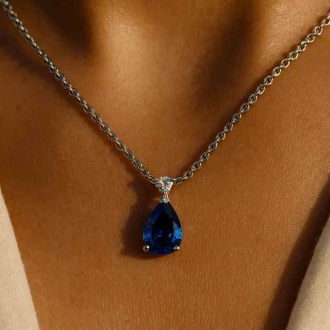 Collier saphir poire et diamant