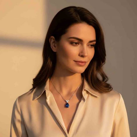 Collier saphir poire et diamants