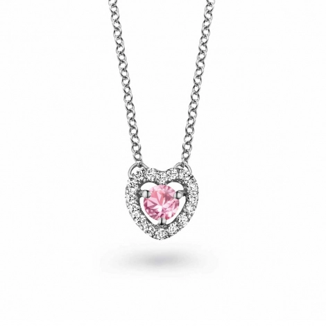 Collier Saphir Rose et diamants blancs One More